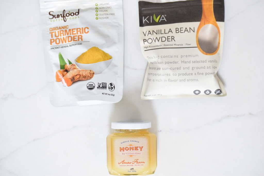 turmeric latte, honey turmeric latte, vanilla turmeric latte, Nespresso latte, Nespresso, fresh lifestyle Monday, sun food organics, vanilla bean powder, kiva, Ames farms honey